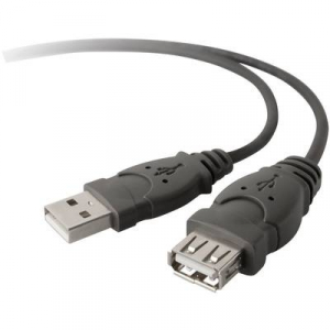 USB 2.0 hosszabbítókábel, A/A, 3 m, fekete, Bulk, Belkin