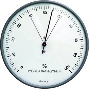 Hajszálas higrométer, páratartalom mérő, ezüst, o 103 x 35 mm