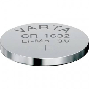 CR1632 lítium gombelem, 3 V, 140 mA, Varta BR1632, DL1632, ECR1632, KCR1632, KL1632, KECR1632, LM1632