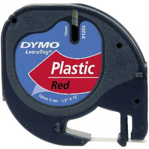 DYMO feliratozószalag LetraTag, 12mm, mars-piros/fekete, polieszter, S0721680