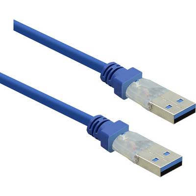 USB 3.0 csatlakozókábel, 1x USB 3.0 dugó A - 1x USB 3.0 dugó A, 0,5 m, kék, aranyozott, renkforce