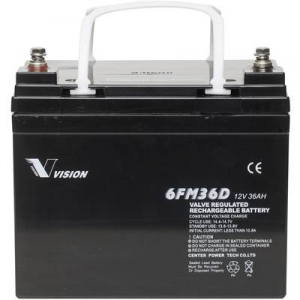 Szolár, zselés ólomakku 12V 36Ah M8, 195 x 155 x 130 mm, Vision 6FM36DX