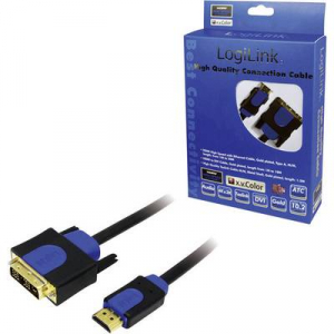HDMI/DVI kábel, fekete, 5 m, LogiLink CHB3105