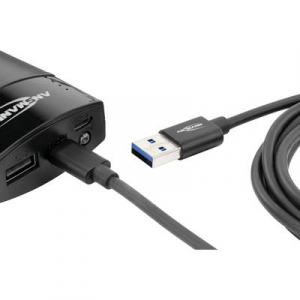 Ansmann Cell phone, Notebook Töltőkábel [1x USB 3.0 dugó, A típus - 1x USB 3.0 dugó, C típus] 2.00 m Fekete Alumínium dugó, TPE köpeny, Kétoldalt hasz