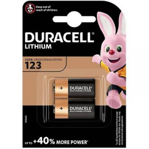 CR123A fotóelem, lítium, 3V 1400 mAh, 2 db, Duracell EL123AP, K123LA, RL123A, EL123A, DL123A, 5018LC, LR123, VL123