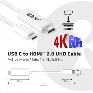 CLUB3D USB 3.1 Type C - HDMI 2.0 1.8m kábel (CAC-1514)