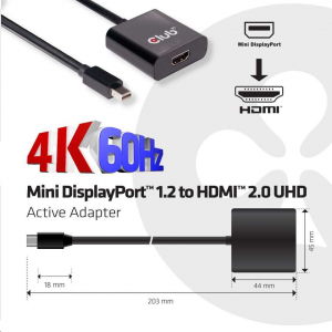 CLUB3D Mini Displayport 1.2 - HDMI 2.0 UHD active adapter (CAC-2170)