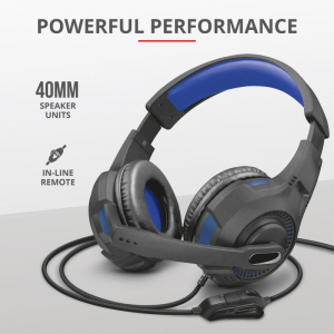 Trust GXT307B Ravu Gamer mikrofonos fejhallgató fekete-kék PC/PS4/PS5 (23250)
