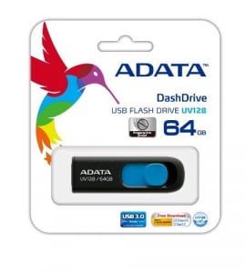 Pen Drive 64GB ADATA UV128 fekete-kék USB3.0 (AUV128-64G-RBE)