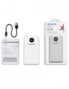 ADATA P20000QCD Power Bank 20000mAh fehér (AP20000QCD-DGT-CWH)