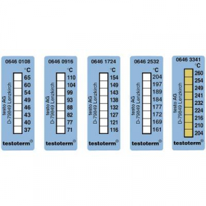 Öntapadós, felragasztható hőmérőcsík, 50 x 18 mm, 71/77/82/88/93/99/104/110 °C-ig Testo Testoterm