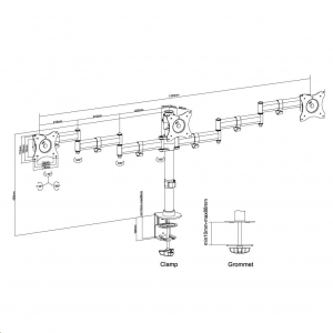 Newstar tripla asztali monitortartó 10-27" fekete (NM-D135D3BLACK)