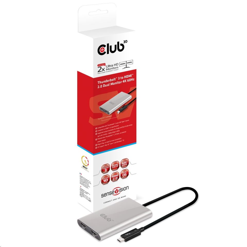 CLUB3D SenseVision Thunderbolt 3 -> 2x HDMI HUB (CSV-1574)