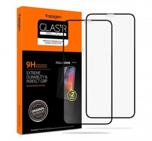 Spigen GLAS.tR Slim Full Cover Apple iPhone 11/XR Tempered Glass kijelzővédő fekete kerettel 2db (064GL25102)