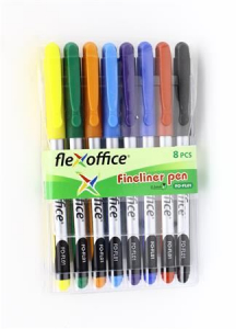 Flexoffice "FL01" tűfilc 0,3 mm 8 különböző szín  (FOFL01V8 / FO-FL01SET8)