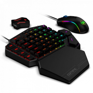 Redragon K585 egykezes Gaming billentyűzet, M721-Pro egér és GA200 konzol adapter fekete (K585RGB-BB)